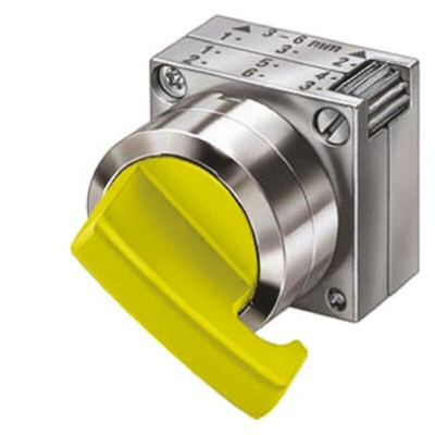 Siemens 3SB3 Series 3 Position Selector Switch Head, 22mm Cutout, Yellow Handle