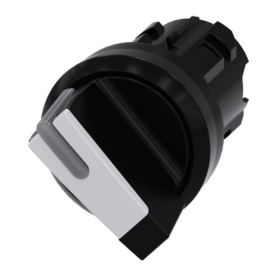 Siemens SIRIUS ACT Series 2 Position Selector Switch Head, 22mm Cutout, Black/White Handle