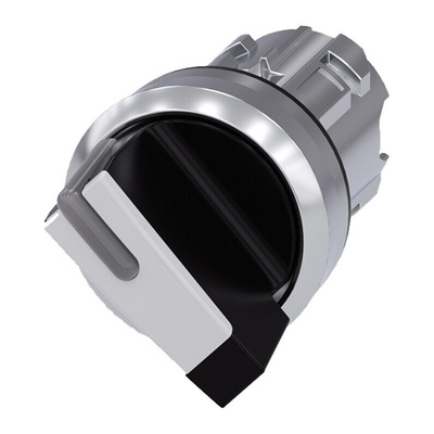 Siemens SIRIUS ACT Series 2 Position Selector Switch Head, 22mm Cutout, Black/White Handle