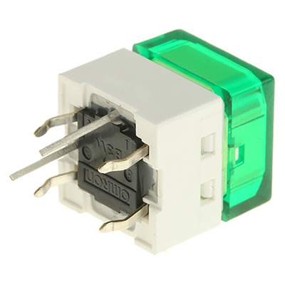 IP00 Green Cap Tactile Switch, SPST 50 mA @ 24 V dc