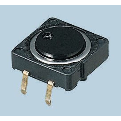 Black Button Tactile Switch, SPST 5 mA @ 12 V dc 0.8mm Snap-In