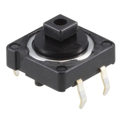 Black Button Tactile Switch, SPST 50 mA @ 12 V dc 3mm PCB