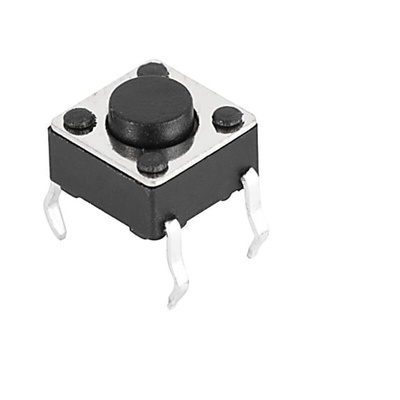 IP40 Black Button Tact Switch, SPST 0.05VA 5mm Through Hole