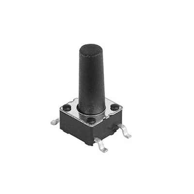 IP40 Black Button Tact Switch, SPST 0.05VA 7mm Through Hole
