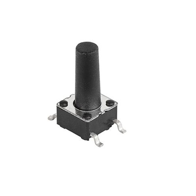 IP40 Black Button Tact Switch, SPST 0.05VA 9.5mm Through Hole