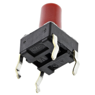 Red Keyboard Switch, SPST 50 mA @ 12 V dc 6mm Snap-In