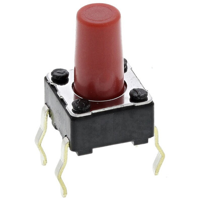 Red Keyboard Switch, SPST 50 mA @ 12 V dc 6mm Snap-In
