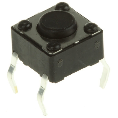 Black Button Tactile Switch, SPST 50 mA @ 12 V dc 0.8mm