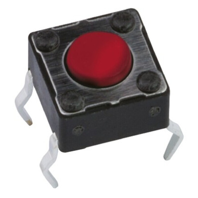 Red Button Tactile Switch, SPST 50 mA @ 12 V dc 0.8mm