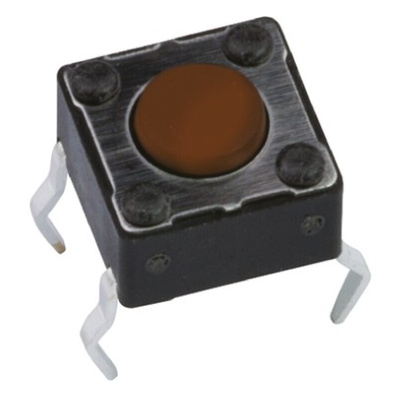 Brown Button Tactile Switch, SPST 50 mA @ 12 V dc 1.5mm