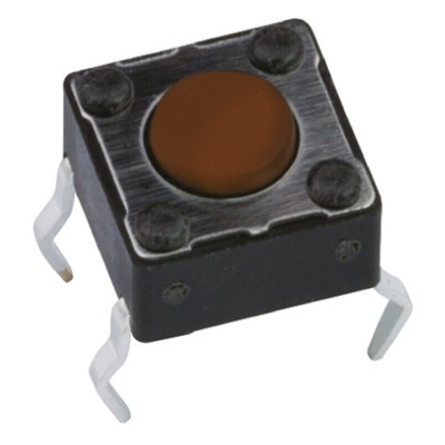 Brown Button Tactile Switch, SPST 50 mA @ 12 V dc 6mm