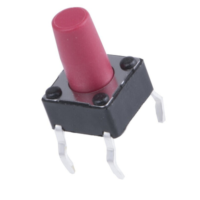 Red Button Tactile Switch, SPST 50 mA @ 12 V dc 6mm