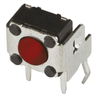 Red Button Tactile Switch, SPST 50 mA @ 12 V dc 1.3mm