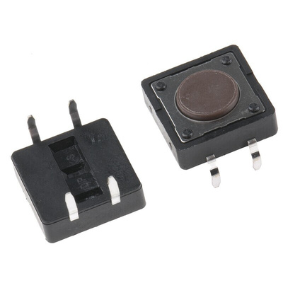 Brown Button Tactile Switch, SPST 50 mA @ 12 V dc 0mm