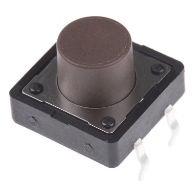 Brown Plunger Tactile Switch, SPST 50 mA @ 12 V dc 4.2mm