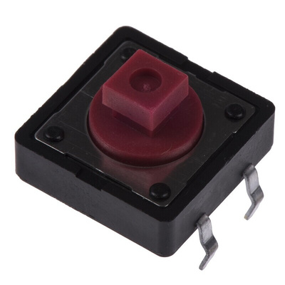 Red Plunger Tactile Switch, SPST 50 mA @ 12 V dc 3mm
