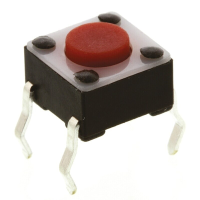 Red Button Tactile Switch, SPST 50 mA @ 24 V dc 0.7mm Surface Mount