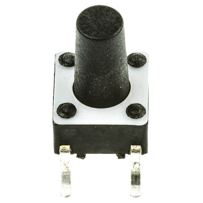 Black Button Tactile Switch, SPST 50 mA @ 24 V dc 5.9mm Surface Mount