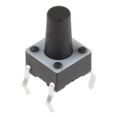 Black Button Tactile Switch, SPST 50 mA @ 24 V dc 5.9mm Surface Mount