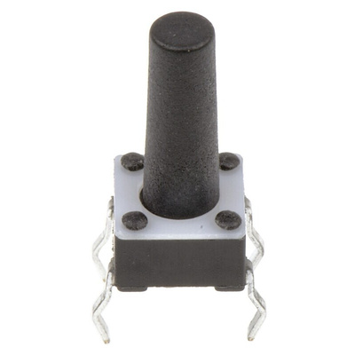 Black Button Tactile Switch, SPST 50 mA @ 24 V dc 9.4mm Surface Mount
