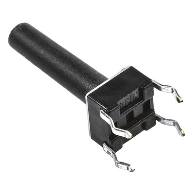Black Button Tactile Switch, SPST 50 mA @ 24 V dc 13.4mm Surface Mount