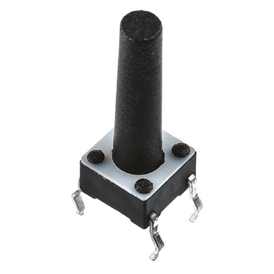 Black Button Tactile Switch, SPST 50 mA @ 24 V dc 13.4mm Surface Mount