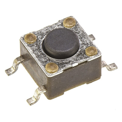 Black Button Tactile Switch, SPST 50 mA @ 12 V ac 0.7mm Surface Mount