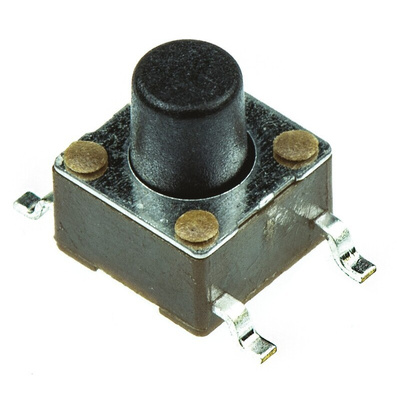 Black Button Tactile Switch, SPST 50 mA @ 12 V ac 3.4mm Surface Mount