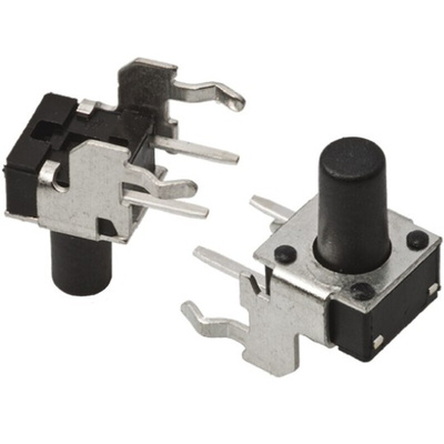 Black Button Tactile Switch, SPST 50 mA @ 24 V dc 5.74mm