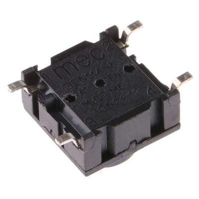 IP67 Black Button Tactile Switch, SPST 50 mA @ 24 V dc 2.9mm PCB