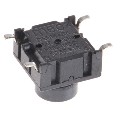IP67 Black Button Tactile Switch, SPST 50 mA @ 24 V dc 4.4mm PCB