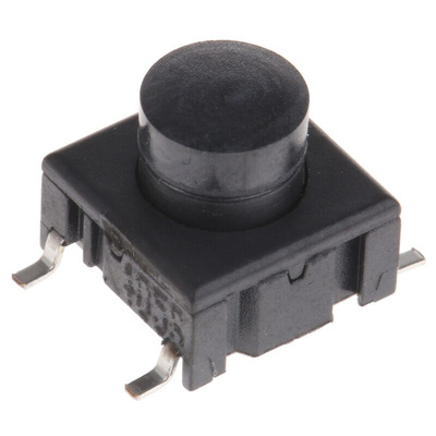 IP67 Black Button Tactile Switch, SPST 50 mA @ 24 V dc 4.4mm PCB