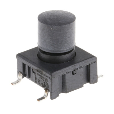 IP67 Black Button Tactile Switch, SPST 50 mA @ 24 V dc 6.9mm PCB