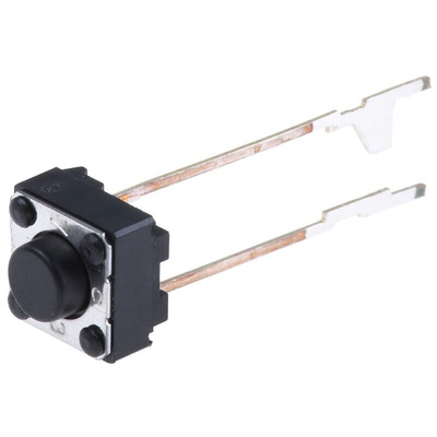 Black Plunger Tactile Switch, SPST 50 mA @ 24 V dc 1.6mm Through Hole
