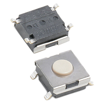 Plunger Tactile Switch, SPST 50 mA @ 24 V dc 0.5mm Through Hole