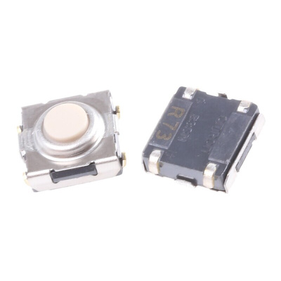 Button Tactile Switch, SPST 50 mA @ 24 V dc Through Hole
