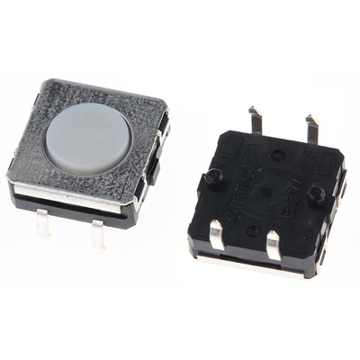 Plunger Tactile Switch, SPST 50 mA @ 24 V dc 0.75mm Through Hole