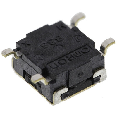 IP64 Black Button Tactile Switch, SPST 50 mA @ 24 V dc 0.8mm Through Hole