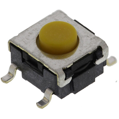 IP64 Black Button Tactile Switch, SPST 50 mA @ 24 V dc 0.8mm Through Hole