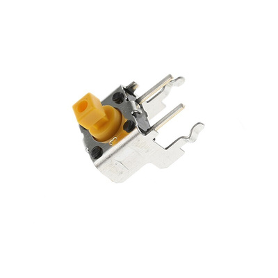 Yellow Plunger Tactile Switch, SPST 50 mA @ 24 V dc Through Hole