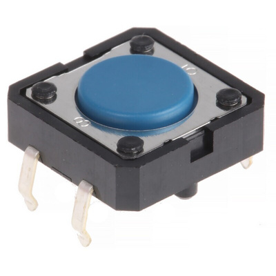 Blue Plunger Tactile Switch, SPST 50 mA @ 24 V dc 0.8mm Through Hole