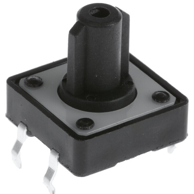 Black Button Tactile Switch, SPST 50 mA @ 24 V dc 8.02mm