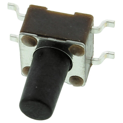 Black Button Tactile Switch, SPST 50 mA @ 24 V dc 5.9mm Surface Mount