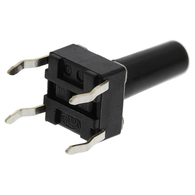 Black Stem Tactile Switch, SPST 50 mA @ 12 V dc 13mm Surface Mount