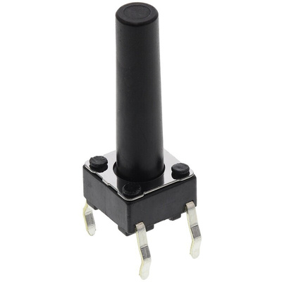 Black Stem Tactile Switch, SPST 50 mA @ 12 V dc 17mm Surface Mount