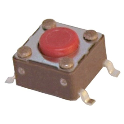Red Stem Tactile Switch, SPST 50 mA @ 12 V dc 4.3mm