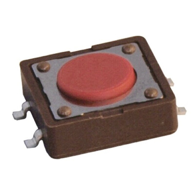Red Cap Tactile Switch, SPST 50 mA @ 12 V dc 12mm Surface Mount