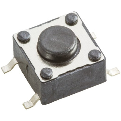 Black Tactile Switch, SPST 50 mA @ 12 V dc 0.9mm Surface Mount