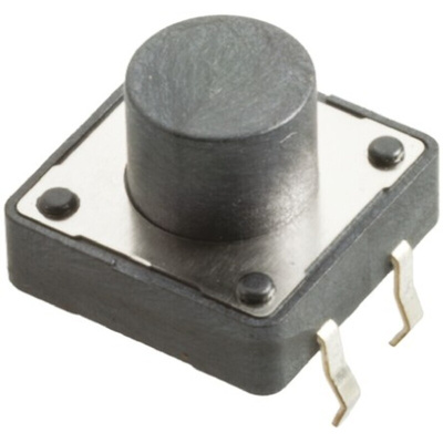 Black Button Tactile Switch, SPST 50 mA @ 12 V dc 5mm Through Hole
