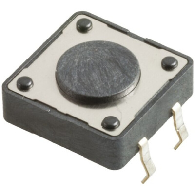 Black Button Tactile Switch, SPST 50 mA @ 12 V dc 5mm Through Hole